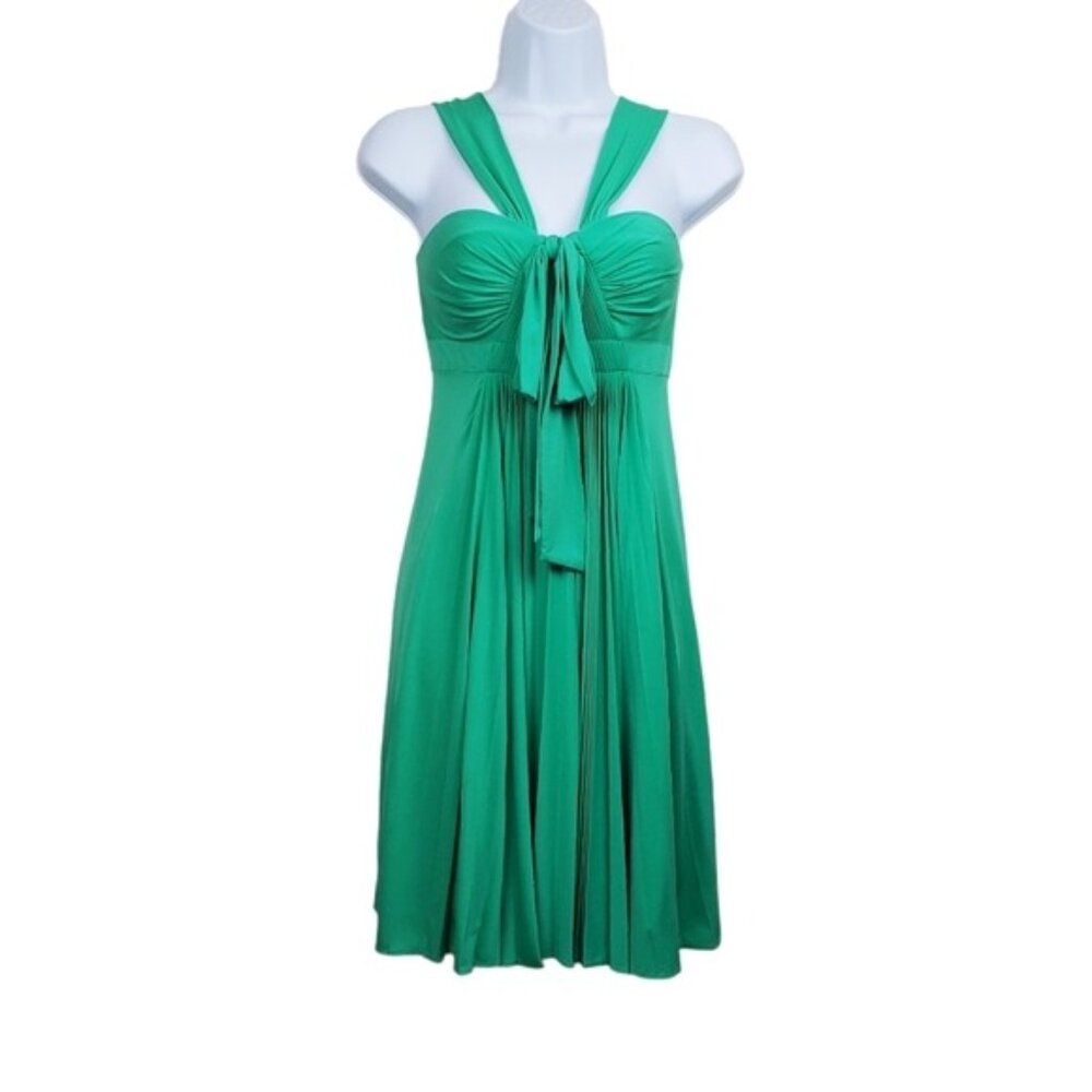 BCBGMaxAzria Womens Sleeveless Emerald Green Pleated Mini Dress Size S NWT